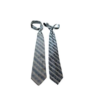 2 Pronto Uomo Couture Hand Made 100% Silk Mens Neck Ties Paisley Striped